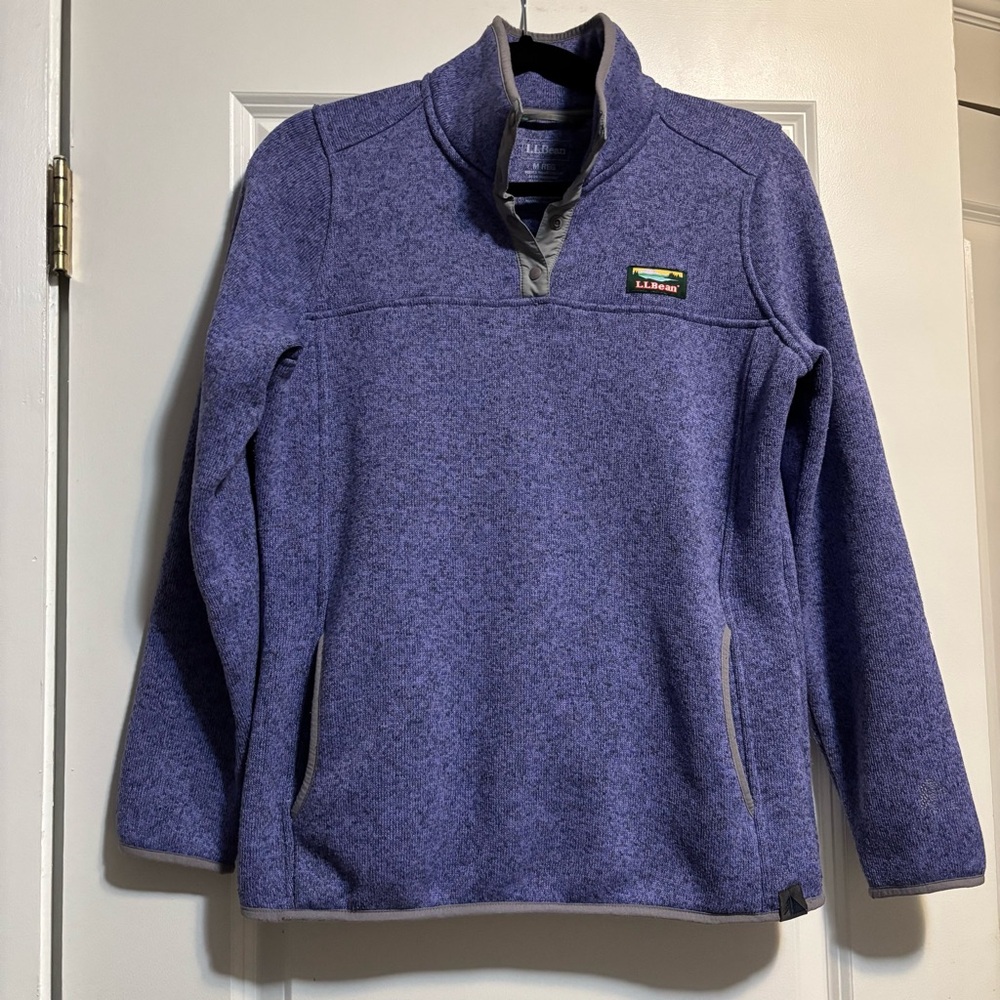 L.L. Bean Sweater Fleece Pullover Heathered Light Lilac